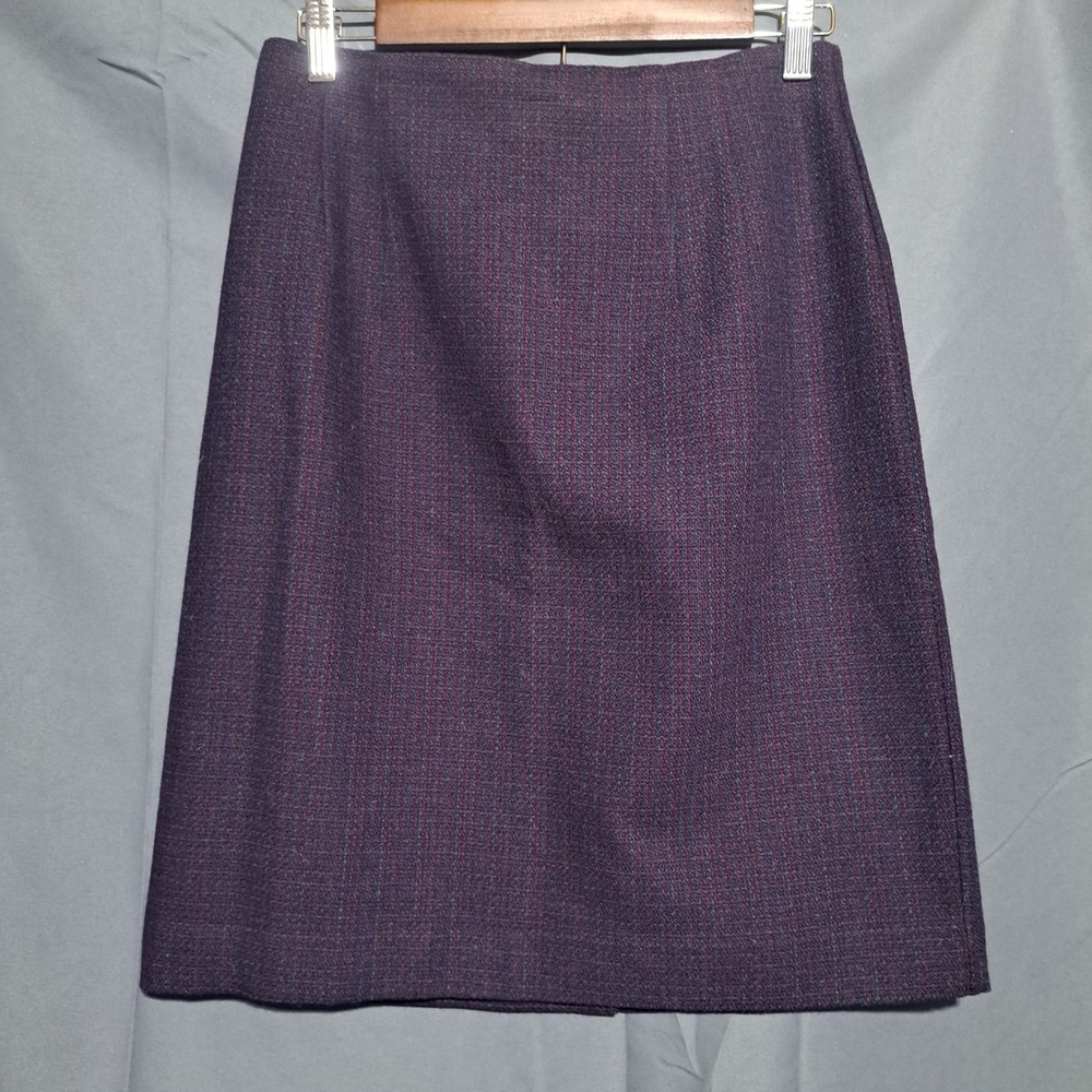 VTG Private Concepts Wool Blend Pencil‎ Skirt Purple Textured Size 12 82808
